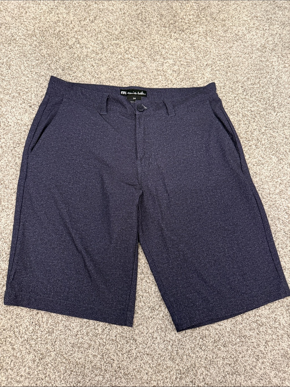 TravisMathew Navy Textured Flat-Front Men's Shorts size 34